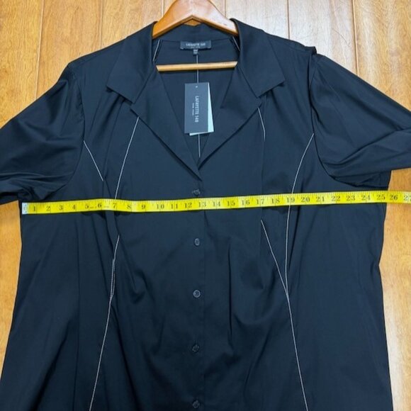 Lafayette 148 NY Womens Black Button Up Long Sleeve Top Size 24W Minimalist Work - Picture 7 of 9